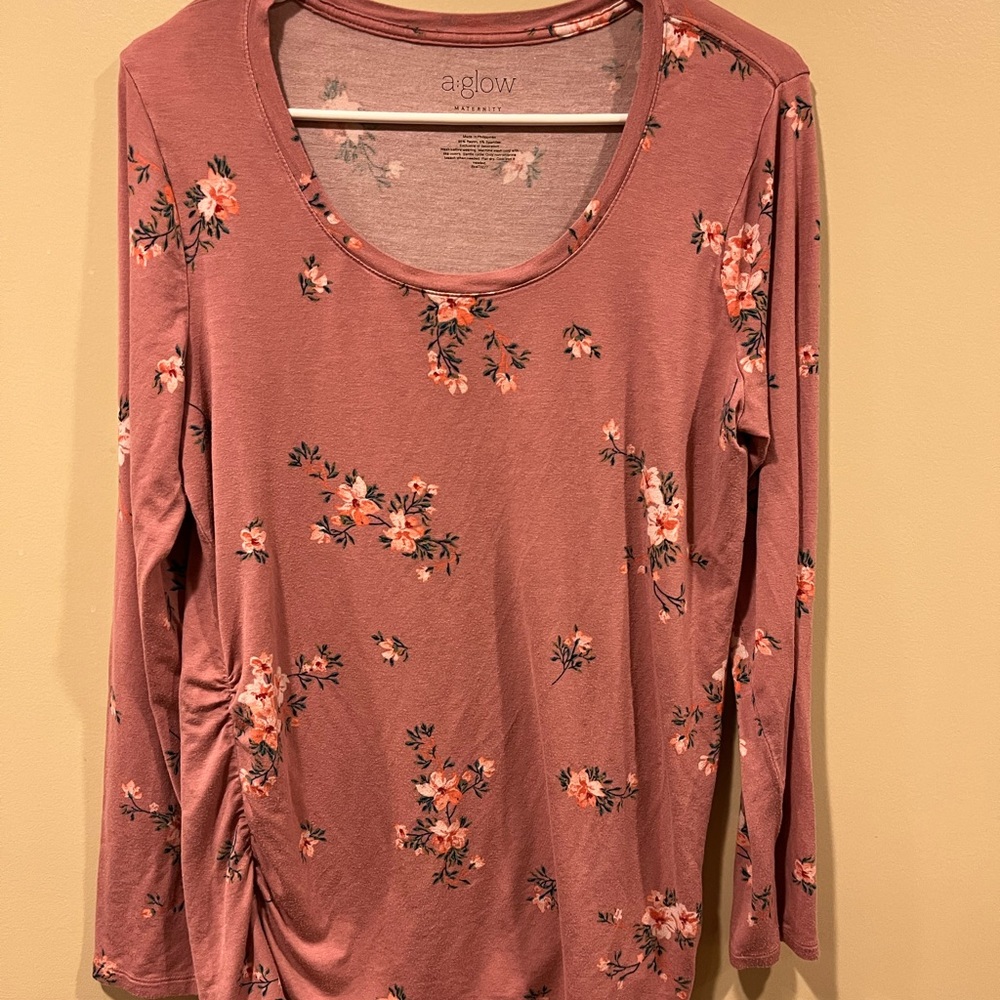 Floral long sleeve maternity shirt